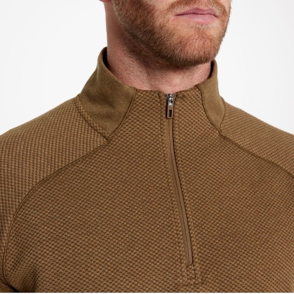New VRST Mens Quarter Zip Pullover Textured Brown Mock Neck Long Sleeve Top $78 - Picture 9 of 12